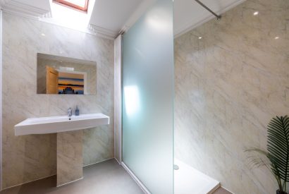 A shower room at Shepherd's Estate, Somerset