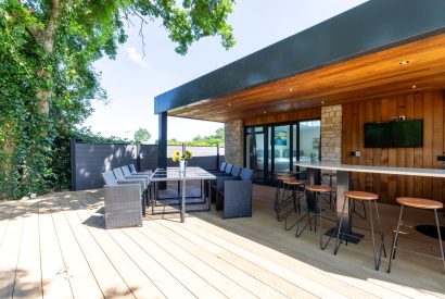 The outdoor bar area at Shepherd's Estate, Somerset