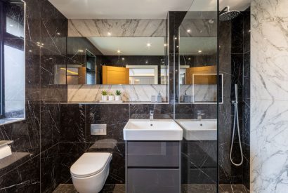A shower room at Shepherd's Estate, Somerset