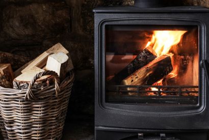 The log burner at Heartview Cottage, Cotswolds