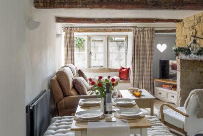 The open plan living space at Heartview Cottage, Cotswolds