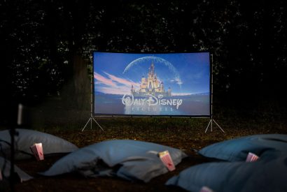 The outdoor cinema at Merry Manor, Essex