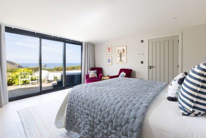 A double bedroom at Tamarind Tide, Cornwall