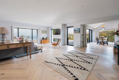 Open plan living space at Tamarind Tide, Cornwall