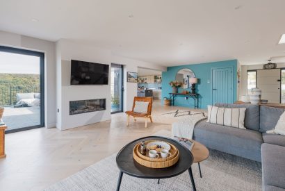 Open plan living space at Tamarind Tide, Cornwall
