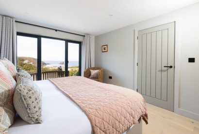 A king sized bedroom at Tamarind Tide, Cornwall