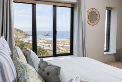 A king sized bedroom at Tamarind Tide, Cornwall