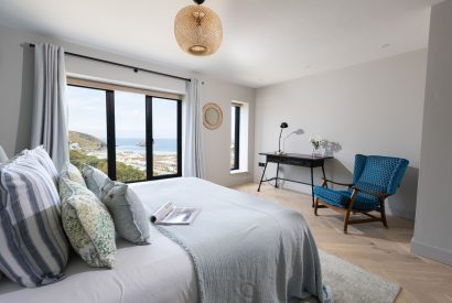 A king sized bedroom at Tamarind Tide, Cornwall