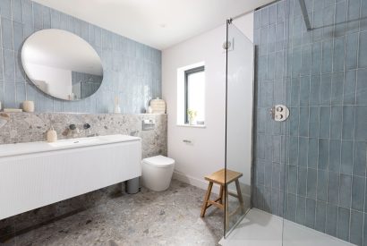 A shower room at Tamarind Tide, Cornwall