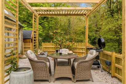 The outdoor dining area at The Enchanted Cottage, Cornwall