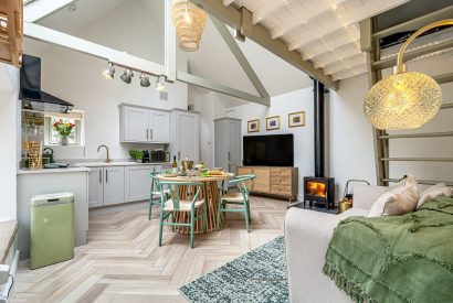 The open plan living space at The Enchanted Cottage, Cornwall