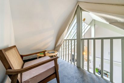 The snug mezzanine area at The Enchanted Cottage, Cornwall