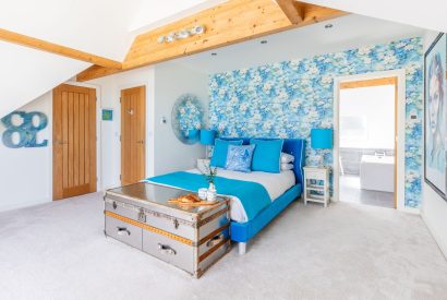 A super king sized bedroom at Tides Edge, Cornwall