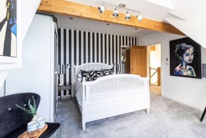 A king sized bedroom at Tides Edge, Cornwall
