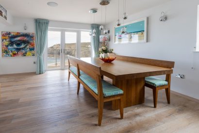 The dining area at Tides Edge, Cornwall
