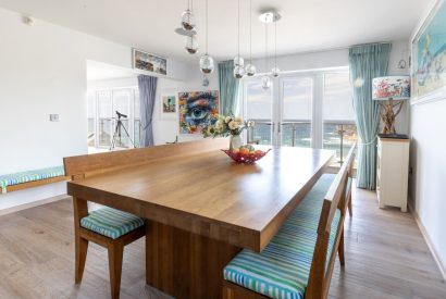 The dining area at Tides Edge, Cornwall