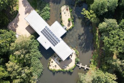 Aerial view of The Bridge House, Hampshire