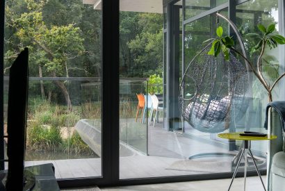 Views to the outdoor space at The Bridge House, Hampshire