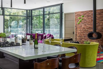 Open plan living space at The Bridge House, Hampshire