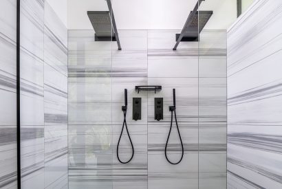 Double rainfall shower at The Bridge House, Hampshire