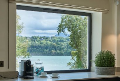 Coastal views form the kitchen at Ty Culfor, Anglesey
