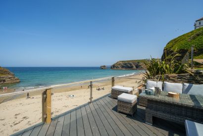 Outdoor seating area at The Tide House, Cornwall