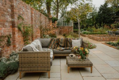 Outdoor seating area at Fox Hallow, Cheshire