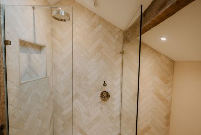 A shower room at Fox Hallow, Cheshire