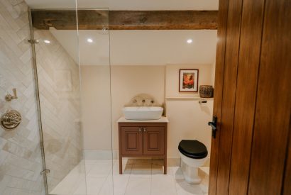 A shower room at Fox Hallow, Cheshire