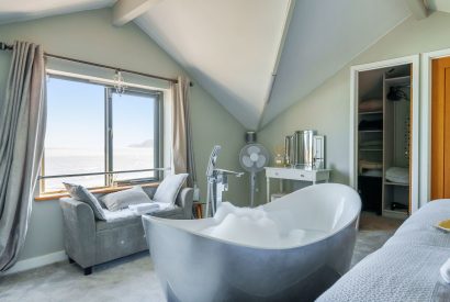 The free standing bath at Lightkeepers Cottage, Cornwall
