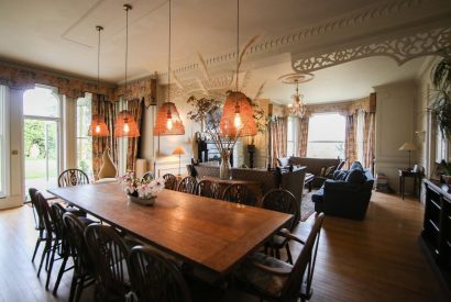 The dining space at Chulmleigh Manor, Devon