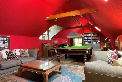 The snooker table at Chulmleigh Manor, Devon