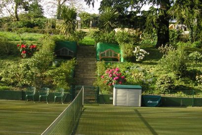 The tennis court at Chulmleigh Manor, Devon