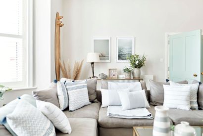 The living room at Driftwood House, Dorset