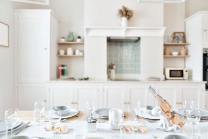 The dining table at Driftwood House, Dorset
