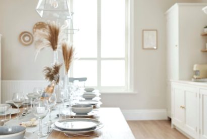 The dining room at Driftwood House, Dorset