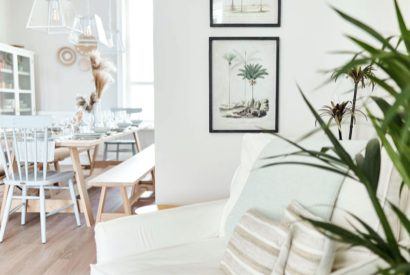 The living room at Driftwood House, Dorset