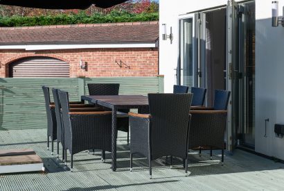 Outdoor dining area at Southwoods, Hampshire