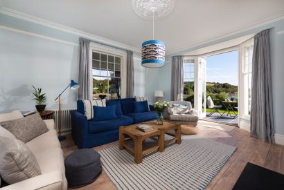 The living room at Sea Island, Cornwall