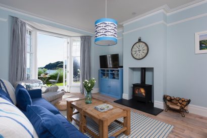 The wood burning stove at Sea Island, Cornwall