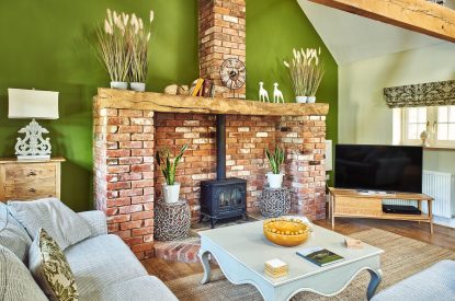 The log burner at The Luxury Barn, Peak District