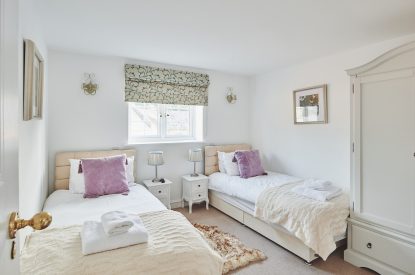 A twin bedroom at Flock Cottage, Welsh Borders