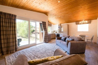 The living area at The Hunter's Lodge, Loch Lomond