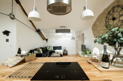 The kitchen island at Luxury Penthouse, Cotswolds