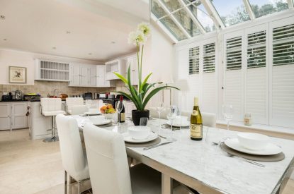 The dining table at Rose Cottage, Isle of Wight
