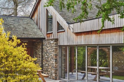 The exterior of the spa facilities at The Shippon Cottage, Lake District