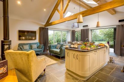 The kitchen and living room at Kirkstone, Lake District