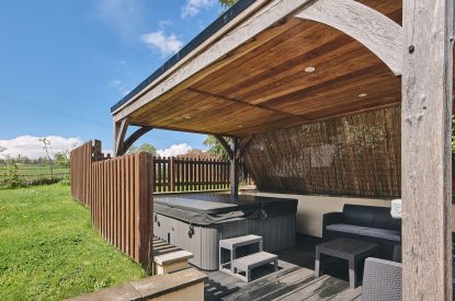 The hot tub at Steward's Cottage, Welsh Borders