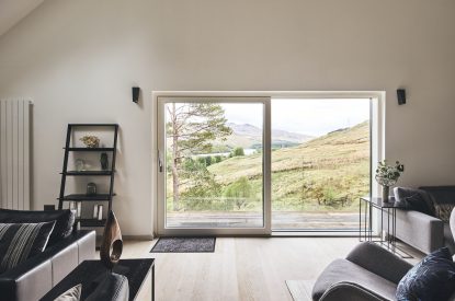 The living room at Munro Cabin, Loch Lomond