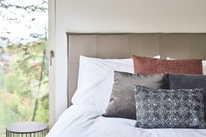 A double bedroom at Stag Cabin, Loch Lomond